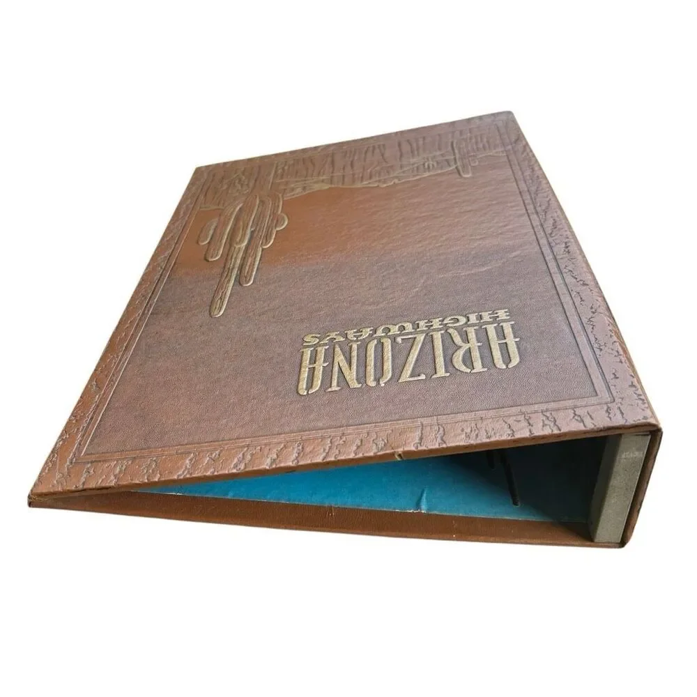 Vintage Arizona Highways Magazine Binder Holder Brown Embossed Cactus Hardcover⁠
